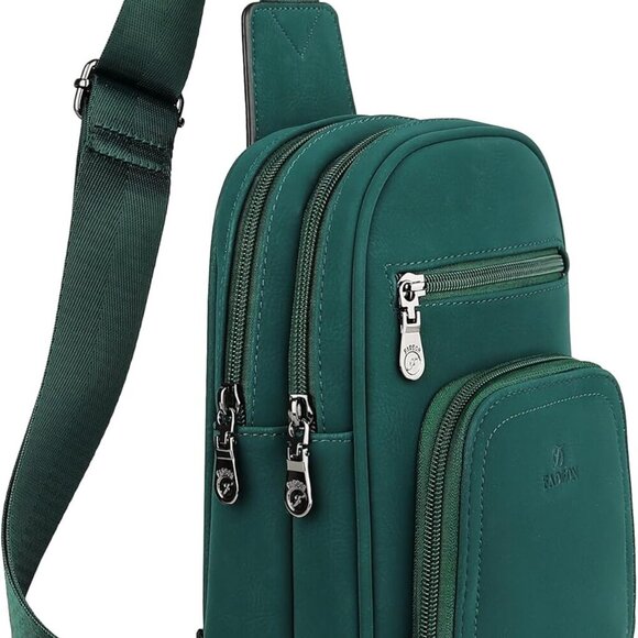 Women Sling Bags Designer Crossbody Bag, PU Leather Sling Purse Multi-Pocket Pac - Picture 1 of 9